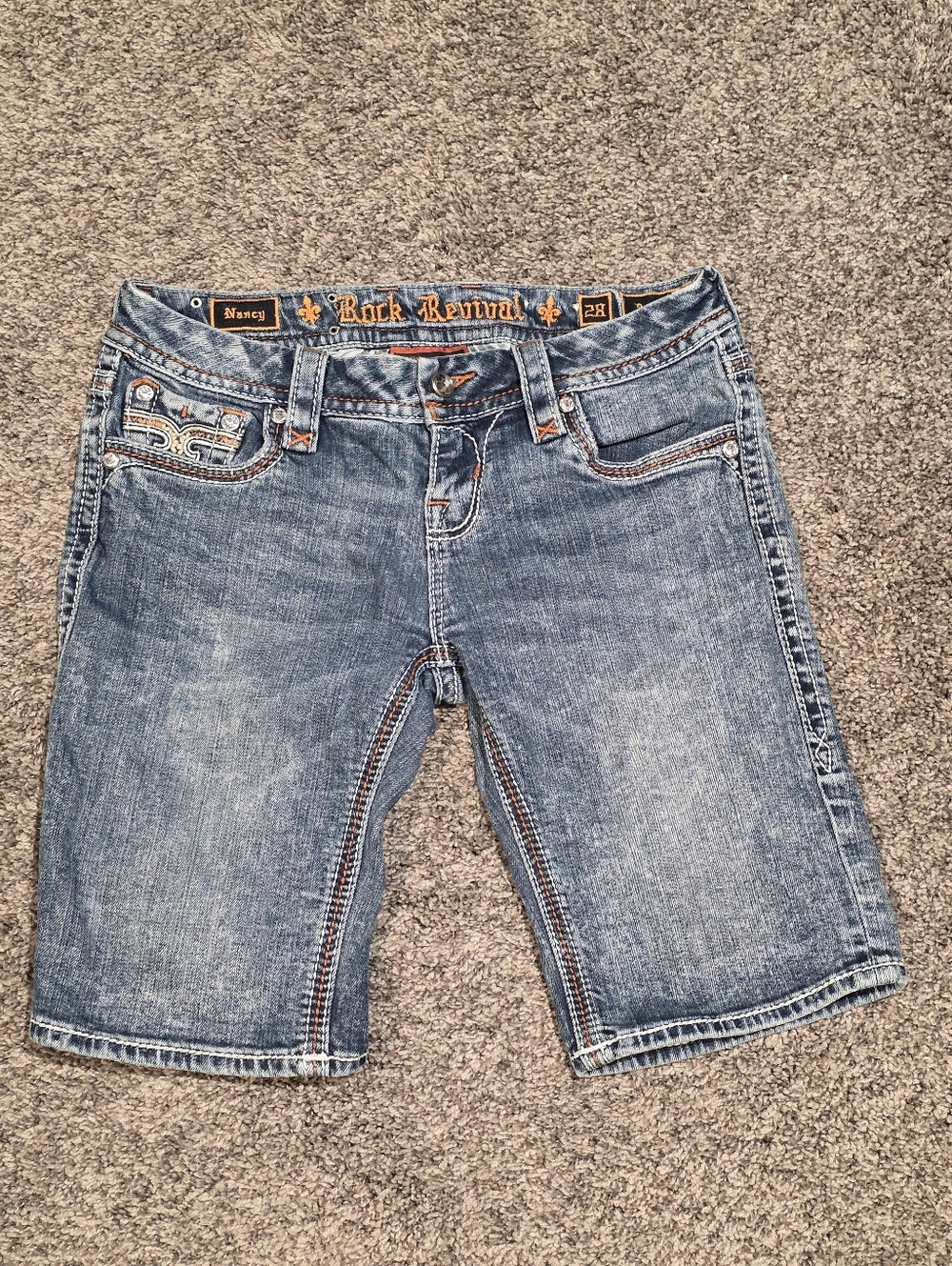 ROCK REVIVAL Lowrise Nancy Bermuda Shorts in Blue Size 28 - Picture 2 of 8